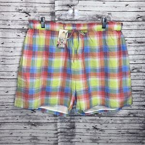 Johnny Was Delacey Plaid Paperbag Shorts